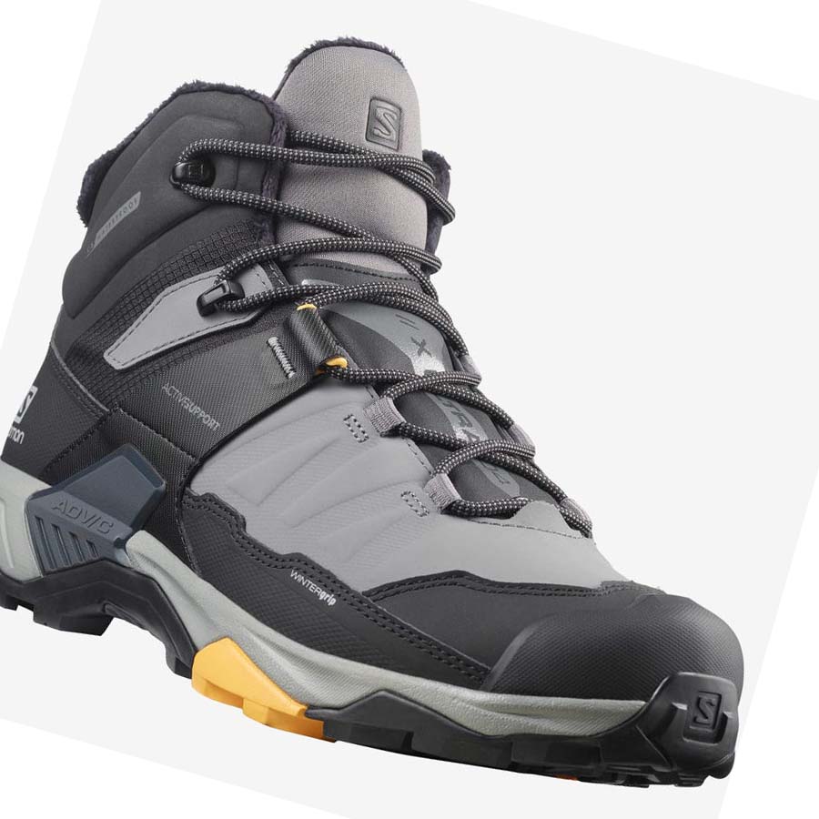 Salomon X ULTRA 4 MID WINTER THINSULATE™ CLIMASALOMON™ WATERPROOF Erkek Kışlık Botlar Siyah Gri | TR 3376XYU